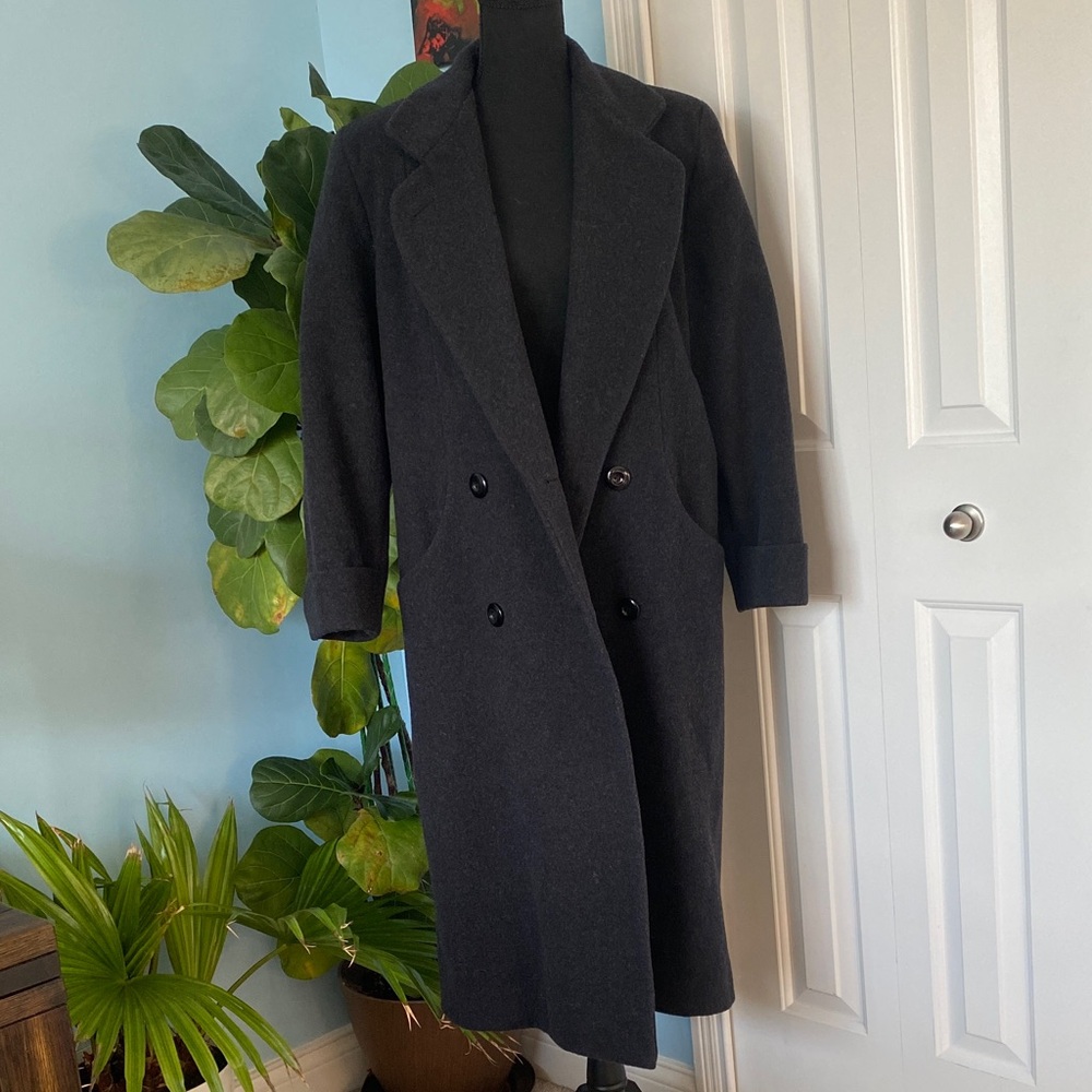 Donny Brook 10P Women's Heathered Black Button Up Maxi Pea Coat With Pockets